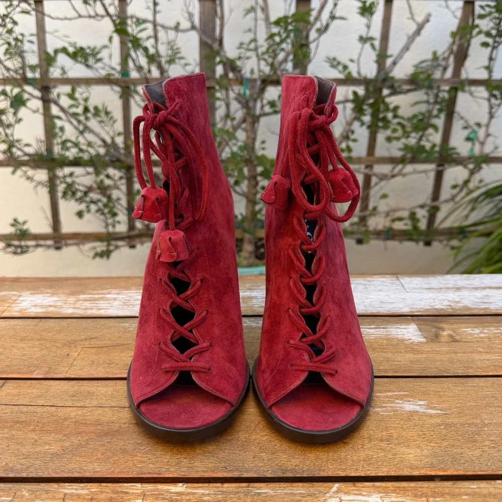 COACH peep toe lace up booties - Picture 2 of 6